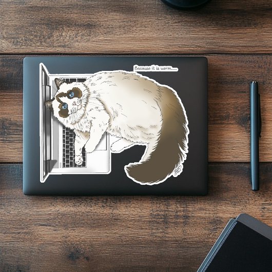 Pluizige Lapjeskat Lavendel Laptop Grappig Sticker