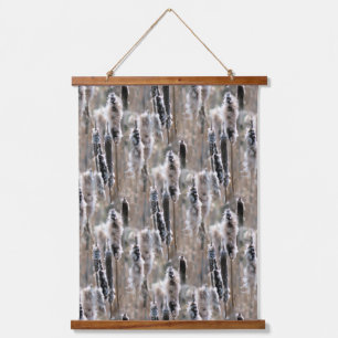 Pluizige Lisdodde Natuur Patroon Hangend Wandkleed