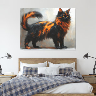 Pluizige Maine Coon kat Canvas Afdruk