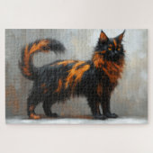 Pluizige Maine Coon kat Legpuzzel (Horizontaal)