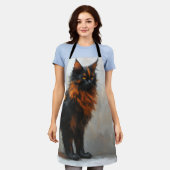 Pluizige Maine Coon kat Schort (Gedragen)