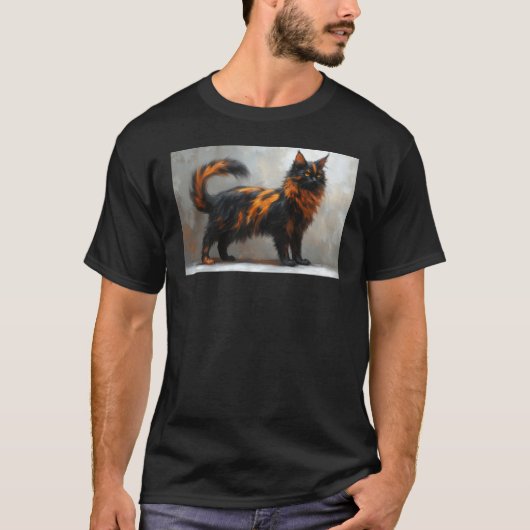 Pluizige Maine Coon kat T-shirt (Voorkant)