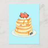 Pluizige pannenkoeken met ahornsiroop en crème briefkaart (Voorkant)