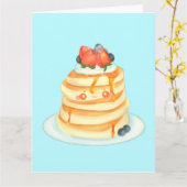 Pluizige pannenkoeken met ahornsiroop en crème kaart (Gele Bloem)