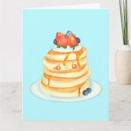 Pluizige pannenkoeken met ahornsiroop en crème kaart