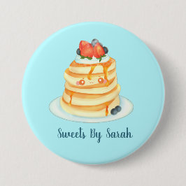 Pluizige pannenkoeken met ahornsiroop, fruit en ro ronde button 7,6 cm