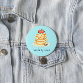 Pluizige pannenkoeken met ahornsiroop, fruit en ro ronde button 7,6 cm