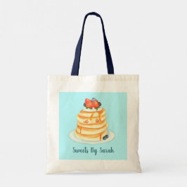 Pluizige pannenkoeken met ahornsiroop, fruit en ro tote bag