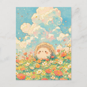 Pluizige Perzikwolk Kawaii Egeltjesweide Briefkaart
