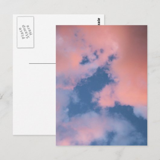 Pluizige perzikwolken bij zonsondergang briefkaart (Voorkant / Achterkant)