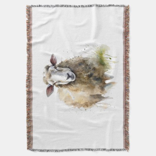 Pluizige schapen in de wei deken (Voorkant Verticaal)