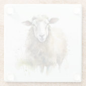 Pluizige schapen in de wei glazen onderzetter (Achterkant)