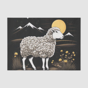 Pluizige schapen in een nachtlandschap tissuepapier