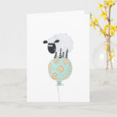 pluizige schapen op swirly ballon kaart (Gele Bloem)