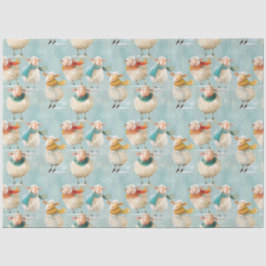 Pluizige schapen spelen in de sneeuw tissuepapier