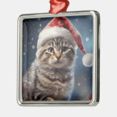 PLUIZIGE VAKANTIE KERSTMIS BRUIN TABBY KITTEN METALEN ORNAMENT (Links)