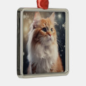 PLUIZIGE VAKANTIE KERSTMIS TABBY KITTEN METALEN ORNAMENT (Rechts)