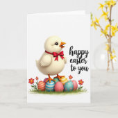 Pluizige Vogel Stippen Ei Kaart (Gele Bloem)