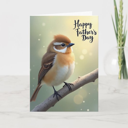 Pluizige Vogel Vaderdag Kaart (Voorkant)