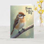 Pluizige Vogel Vaderdag Kaart (Gele Bloem)