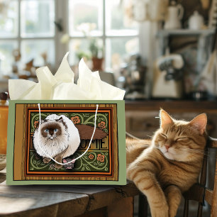 Pluizige Welkom Siamese Kat Muis Vintage Groot Cadeauzakje