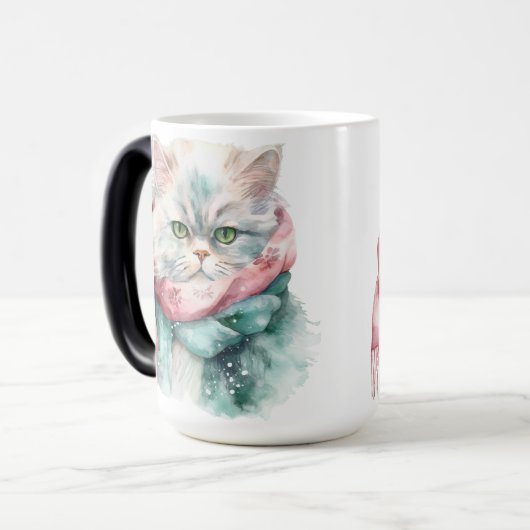 PLUIZIGE WINTERKAT GROEN & BLAUW PETTEN SJAAL MAGISCHE MOK (Voorkant links)