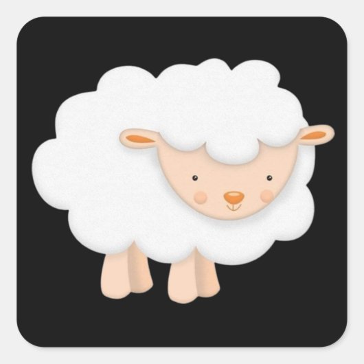 Pluizige Witte Lam Sticker (Voorkant)