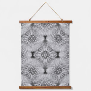 Pluizige Witte Paardenbloemen Abstract Natuur Patr Hangend Wandkleed