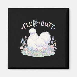 Pluizige Zijdehaan Kip Cute Cottagecore Paddenstoe Magneet