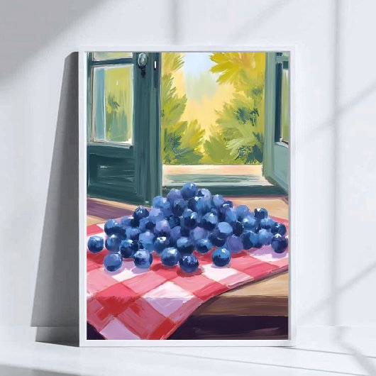 Plukken van Blauwe Bosbessen | Vrucht Waterverf Bl Poster