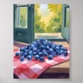 Plukken van Blauwe Bosbessen | Vrucht Waterverf Bl Poster (Voorkant)