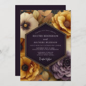 Plum Amber Autumnal Wedding Kaart (Voorkant / Achterkant)