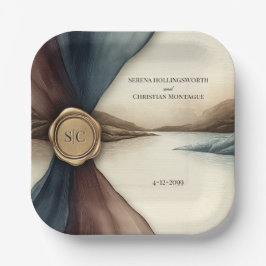 Plum and Blue Ombre Ribbon Seal Papieren Bordje