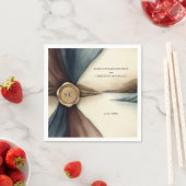 Plum and Blue Ombre Ribbon Seal Wedding Napkin Servet (Insitu)
