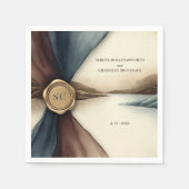 Plum and Blue Ombre Ribbon Seal Wedding Napkin Servet (Voorkant)