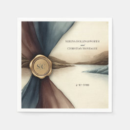 Plum and Blue Ombre Ribbon Seal Wedding Napkin Servet