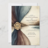 Plum and Blue Ombre Seal Watercolor Wedding Kaart (Voorkant)