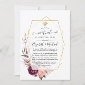 Plum and Blush Floral Geometric Virtual Wedding Kaart (Voorkant)