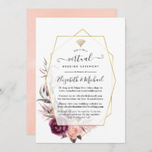 Plum and Blush Floral Geometric Virtual Wedding