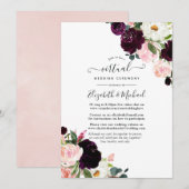 Plum and Blush Pink Online Virtual Wedding Kaart (Voorkant / Achterkant)