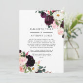 Plum and Blush Pink Wedding Reduced Guest List Aankondiging (Staand voorkant)