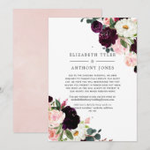 Plum and Blush Pink Wedding Reduced Guest List Aankondiging (Voorkant / Achterkant)