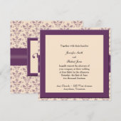 Plum and Champagne Damask Wedding Invitation Kaart (Voorkant / Achterkant)