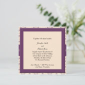 Plum and Champagne Damask Wedding Invitation Kaart (Staand voorkant)