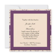 Plum and Champagne Damask Wedding Invitation