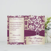 Plum and Champagne Damask Wedding Programme (Staand voorkant)