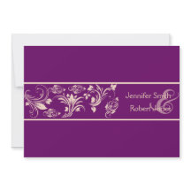Plum and Champagne Floral Wedding Invitation