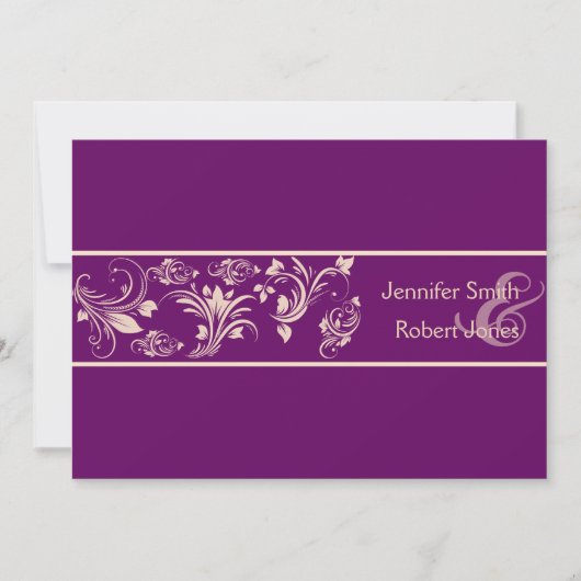 Plum and Champagne Floral Wedding Invitation Kaart (Voorkant)