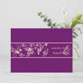 Plum and Champagne Floral Wedding Invitation Kaart (Staand voorkant)