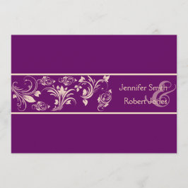 Plum and Champagne Floral Wedding Invitation Kaart